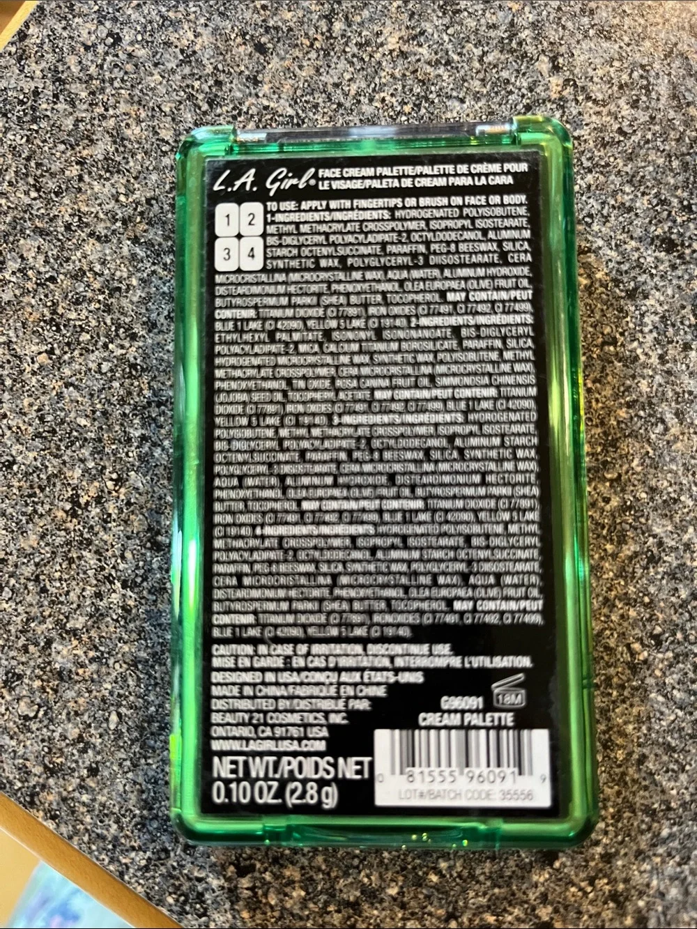L.A. Girl Emerald Envy Face Palette - Green & Silver/white/black